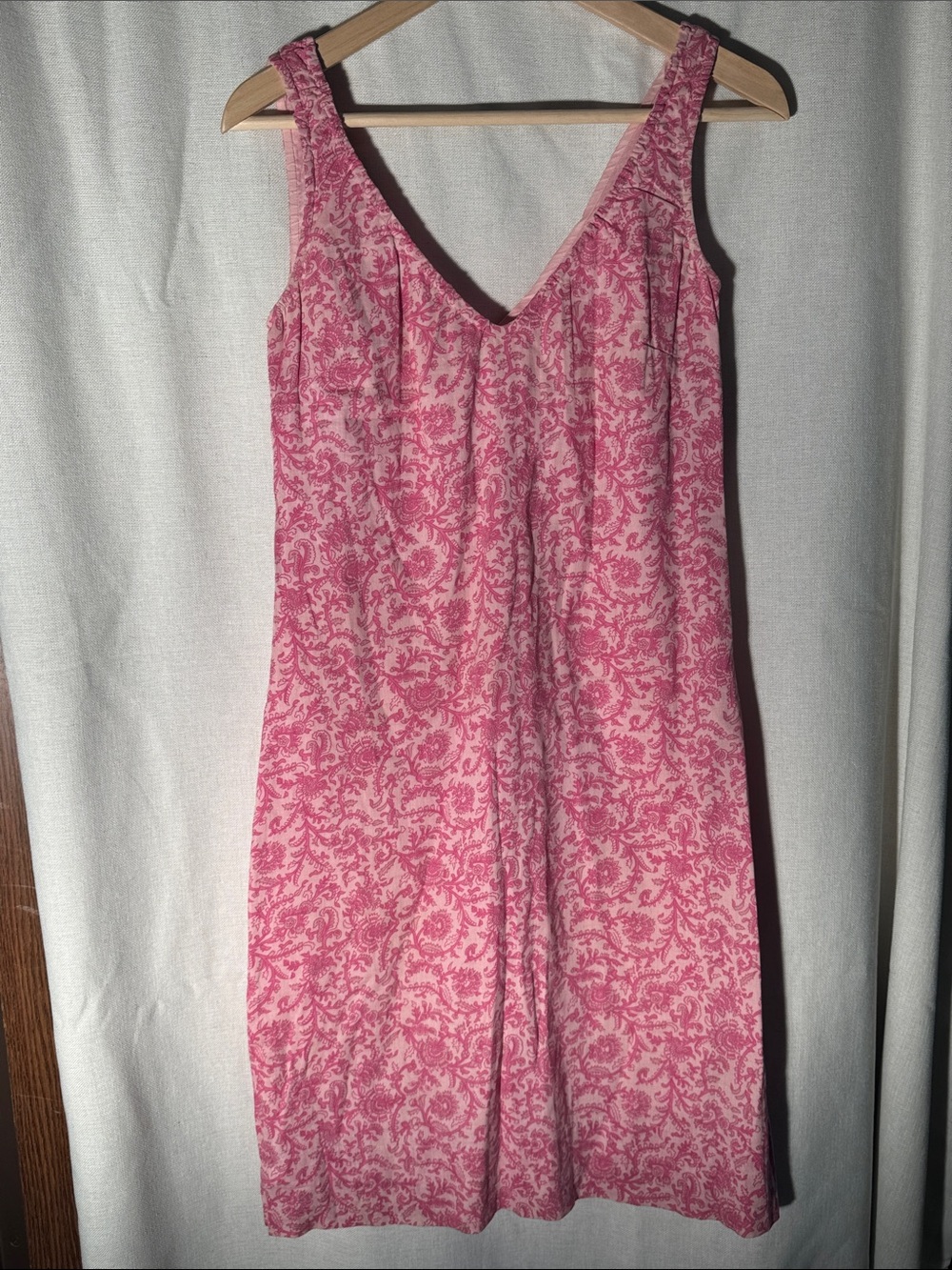 VINTAGE Pink Floral Sleeveless V-Neck Sundress